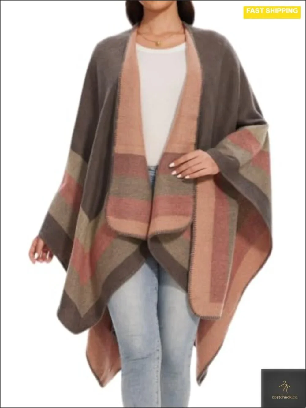 Elegant Knitted Cape Open Front Poncho Scarf Wrap Blanket Cardigan for Women,